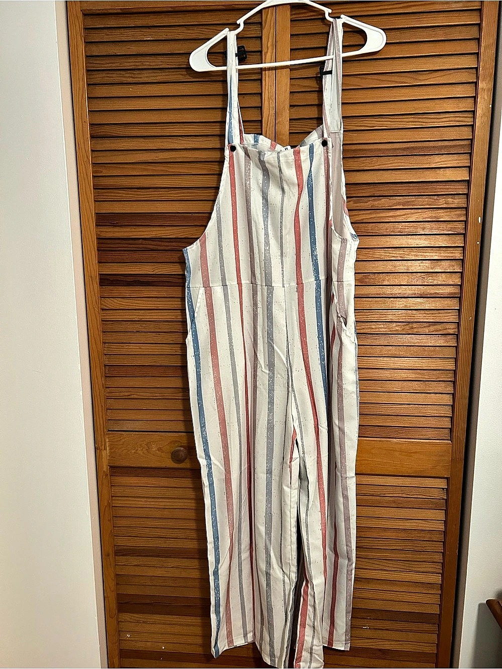 Striped Jumpsuit in White & Red New